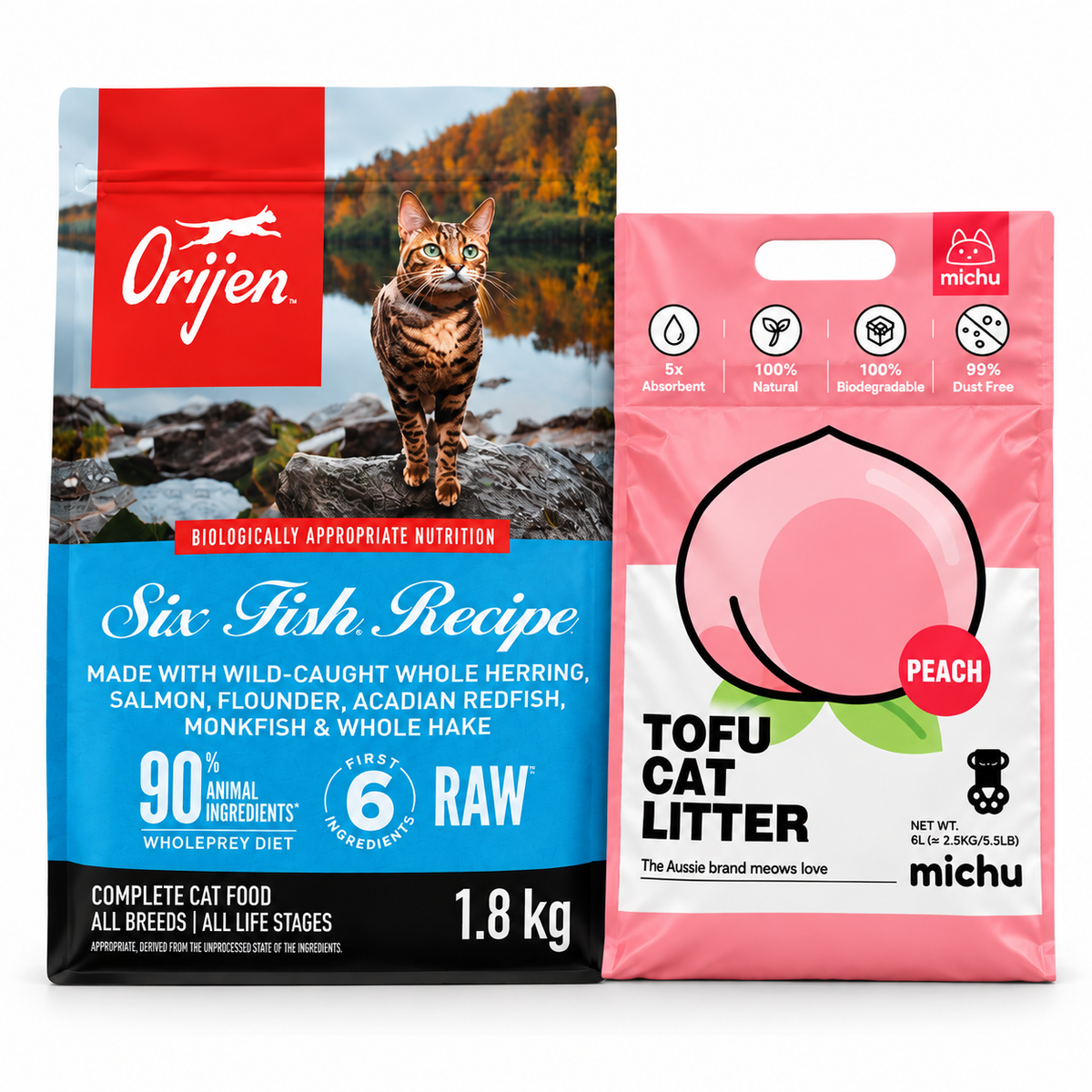 Orijen Six Fish 1.8kg + Tofu Cat litter (Essential Bundle)
