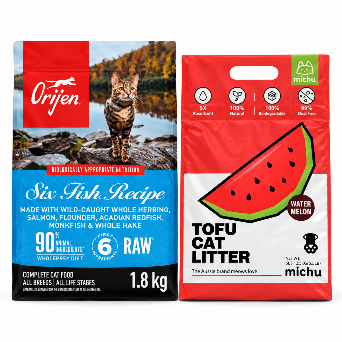 Orijen Six Fish 1.8kg + Tofu Cat litter (Essential Bundle)