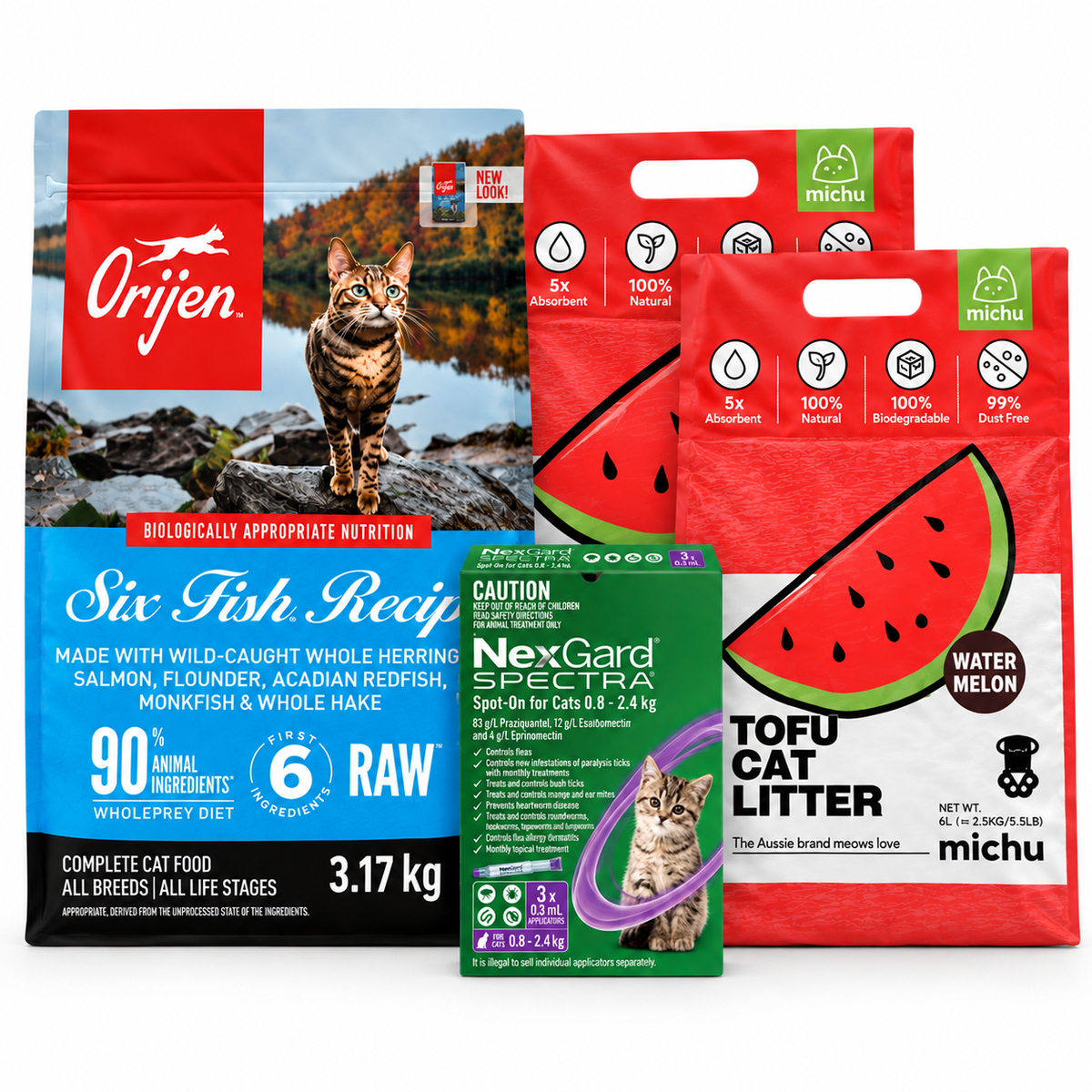 Orijen Six Fish 3.17kg + 2 Tofu + Nexgard (Complete Care Bundle)