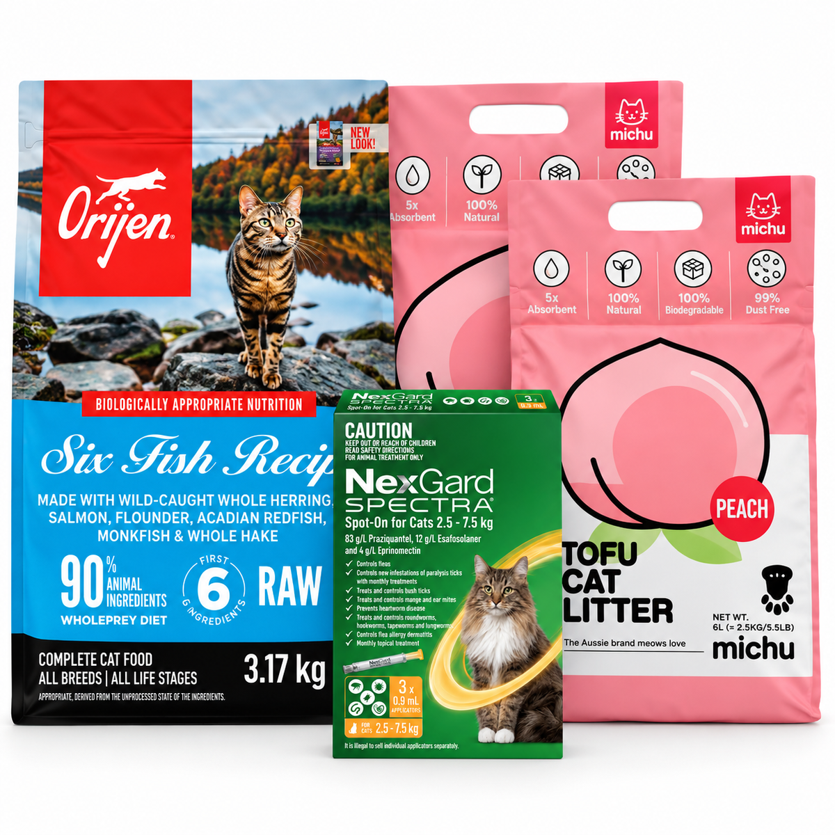 Orijen Six Fish 3.17kg + 2 Tofu + Nexgard (Complete Care Bundle)