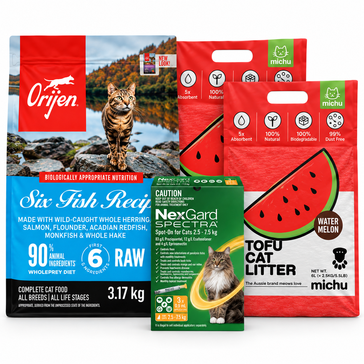 Orijen Six Fish 3.17kg + 2 Tofu + Nexgard (Complete Care Bundle)